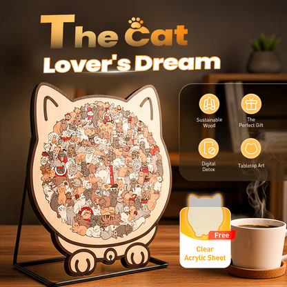 🎁Early Christmas Sale 50% OFF🎅135-Piece Morandi-Colored Cat Shaped Wooden Jigsaw Puzzle