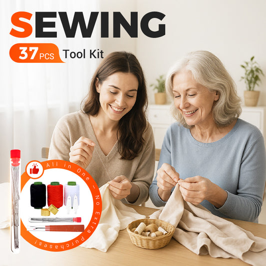 🧵🪡37 Pcs Large Eye Sewing Needles Set - Big Eye Needles for Easy Threading | Heavy Duty Hand Needles for Leather, Denim, Yarn & Craft