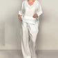 lrregular Hem Cotton Linen Short Sleeve Casual 2-Piece Set