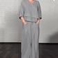 lrregular Hem Cotton Linen Short Sleeve Casual 2-Piece Set