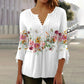 ⏳Time-limited Special⏰Women's Floral Button V-Neck Pleated 3/4 Sleeve T-Shirt