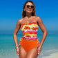 Women's Off Shoulder High-Waisted 2 Pieces Bikini Suit