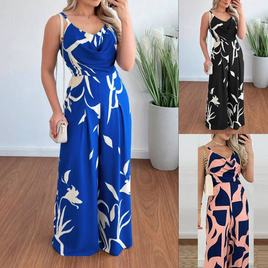 Women's Spaghetti Strap Backless Wide Leg Jumpsuit