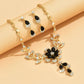 Women’s Rhinestone Floral Necklace ＆ Teardrop Earrings Set