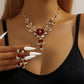 Women’s Rhinestone Floral Necklace ＆ Teardrop Earrings Set