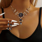 Women’s Rhinestone Floral Necklace ＆ Teardrop Earrings Set