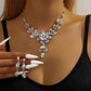 Women’s Rhinestone Floral Necklace ＆ Teardrop Earrings Set