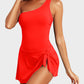 ⏰Last Day Hot Sale!!⌛⛱️Last Day Promotion 49% OFF🔥One Shoulder Skirted One Piece Swimsuit
