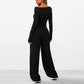 Asymmetrical Long-Sleeve T-Shirt & Wide-Leg Pants Set