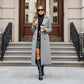 Women's Gray Button Details Long Coat