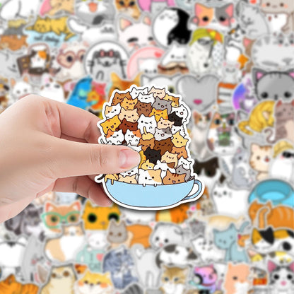 100-Pack Cute Cat Doodle Sticker Set