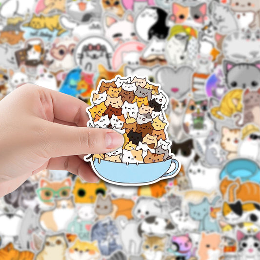 100-Pack Cute Cat Doodle Sticker Set